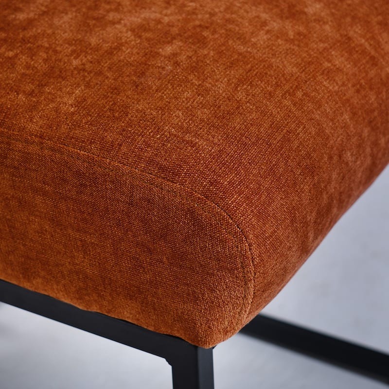 Chenille Upholstered Dining Chair with Black Metal Legs