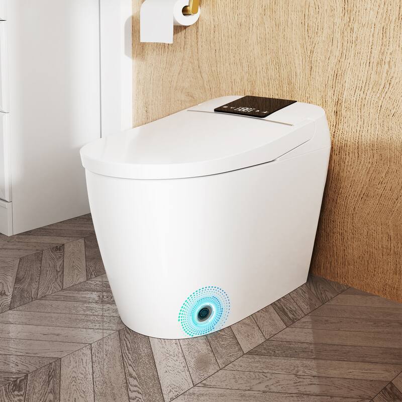 Smart Toilet with UV Sterilization, Dual Nozzles, Radar Sensor, Quiet Closing, Heated Seat, Night Light