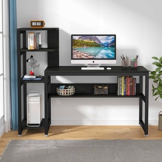 Overstock 58 inch Computer Desk with 4-Tier Storage Shelves (Black)