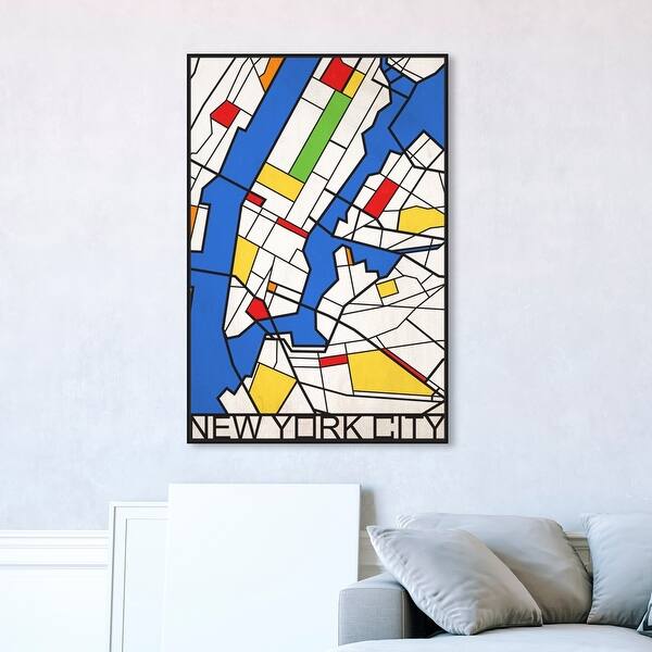 Shop Oliver Gal New York Solid Color Map Maps And Flags Wall Art Framed Canvas Print Us Cities Maps Blue White Overstock 31794480