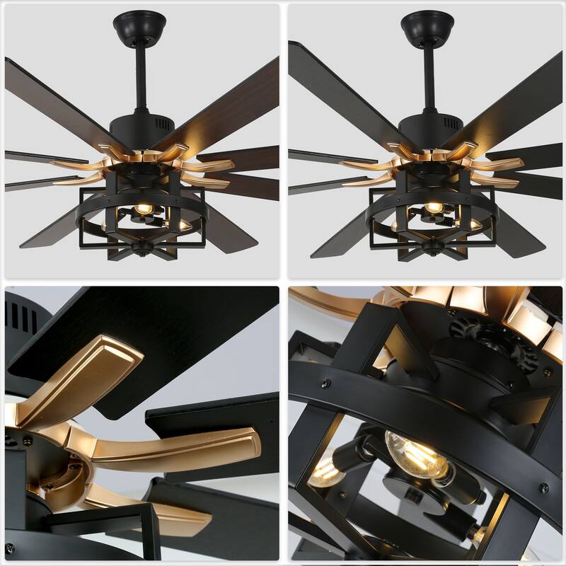 Bella Depot 65" Industrial Large Ceiling Fan 6-Speed 8-blades Reversible Fan with Light and Remote