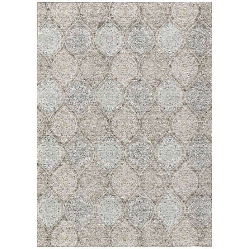 Machine Washable Indoor/ Outdoor Boho Mosaic Chantille Rug
