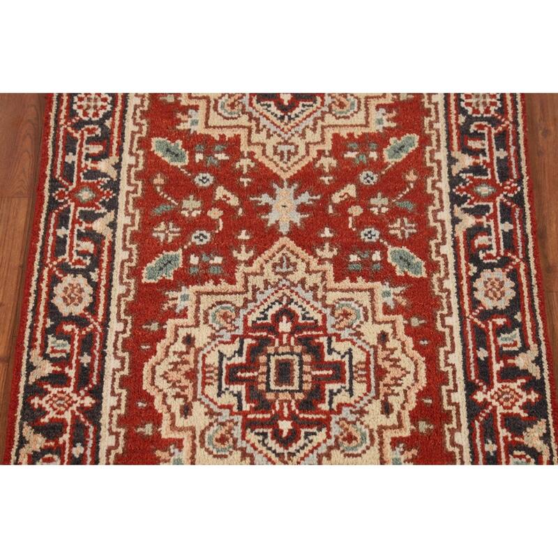 Geometric Heriz Serapi Oriental Foyer Rug Handmade Wool Carpet - 2'6"x 5'9"