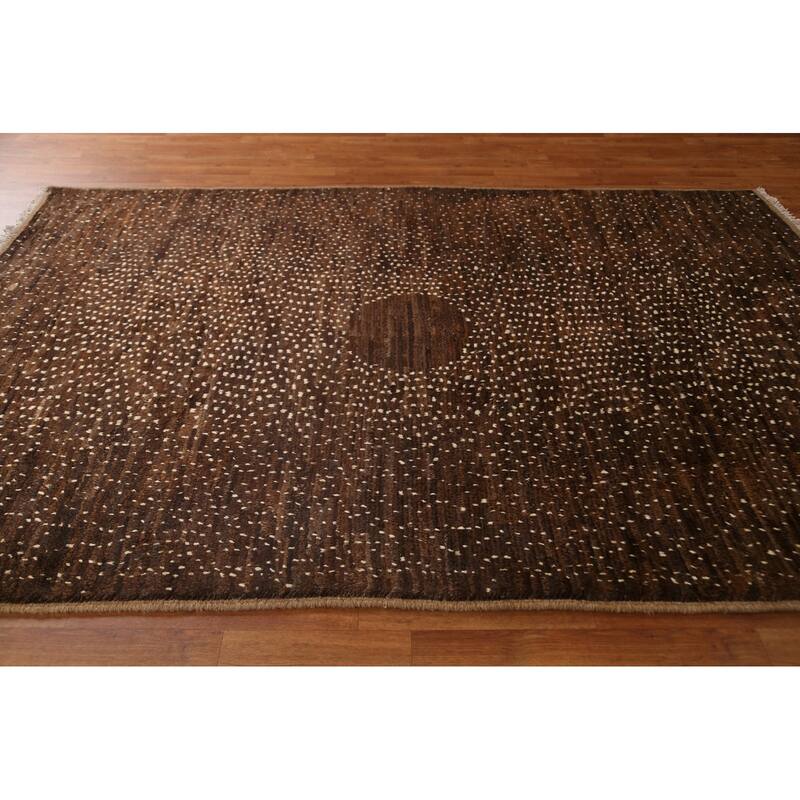 Brown Tribal Moroccan Oriental Area Rug Hand-knotted Wool Carpet - 5'11" x 9'0"