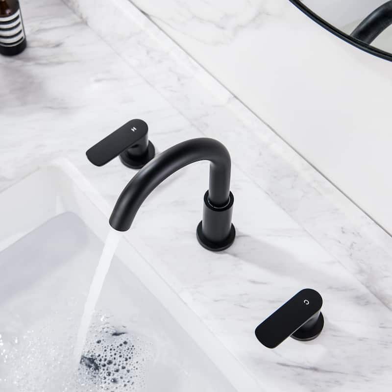 Widespread Double Handles Bathroom Sink Faucet With Swivel Spout