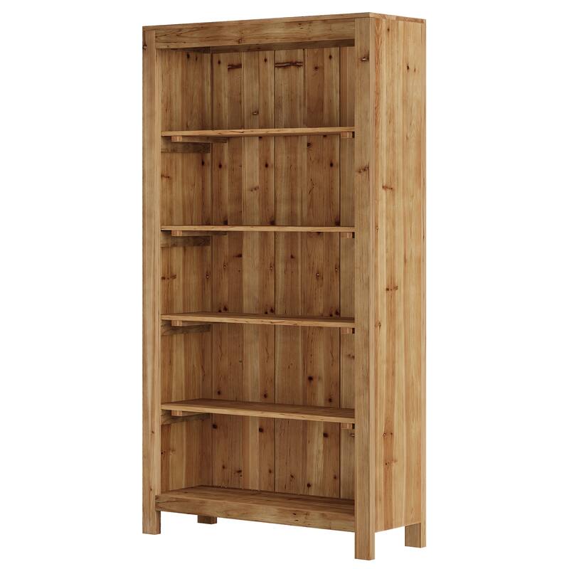 70.87" Bookcase Solid Wood Large Bookshelf Floor Standing Shelf Display Storage Shelves for Home Office, Living Room, Library