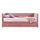 preview thumbnail 3 of 9, Upholstered Twin Size Daybed with Storage for Living Room, Corduroy Fabric Wooden Bedframe w/2 Drawers & Wood Slat Support, Pink