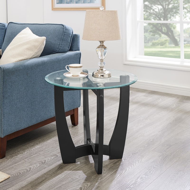 23.5-Inch Round Tempered Glass Coffee Table - Modern Centerpiece for Compact Spaces‌ - 23.5 inch