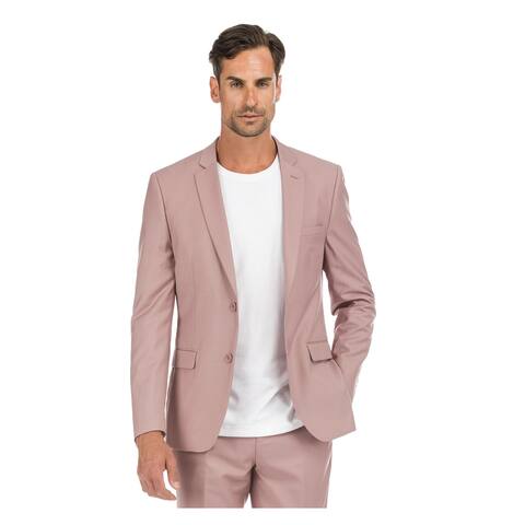 Porto Filo 2-Piece Mens Slim Fit Suit in Dusty Rose, Roseberry, Camel Brown, and Ice Gray