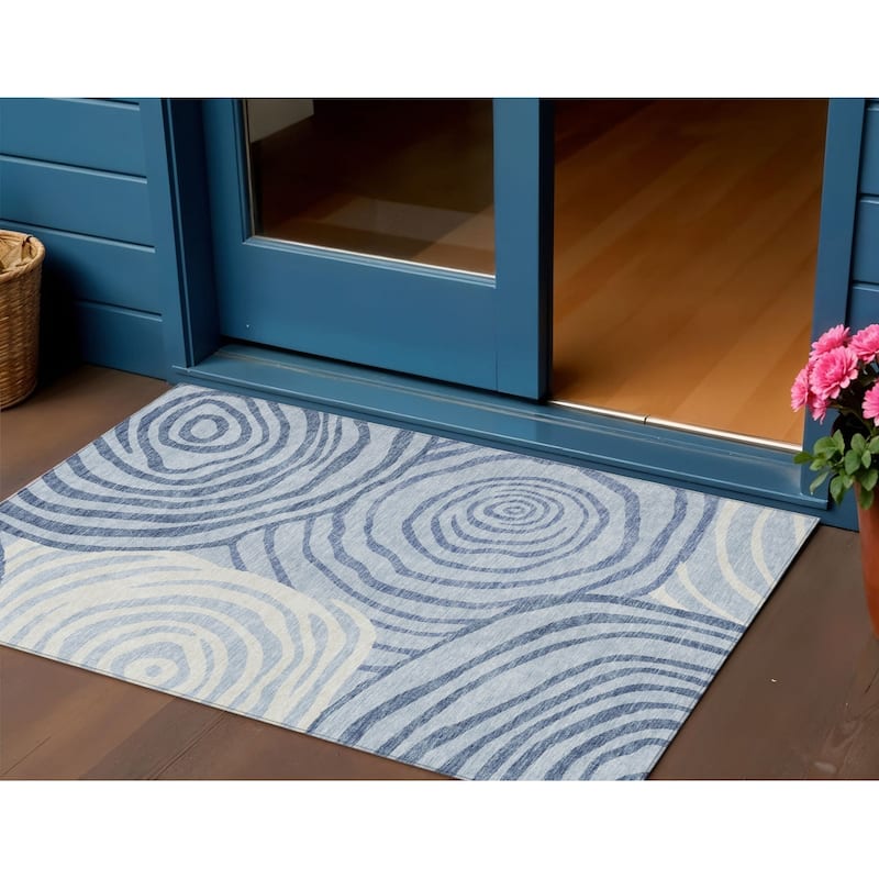 HomeRoots Abstract Transitional Rectangle Outdoor Rug - 3' x 5'