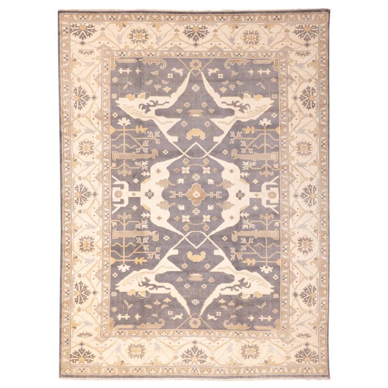 ECARPETGALLERY Hand-knotted Royal Oushak Dark Grey Wool Rug - 10'2 x 13'10