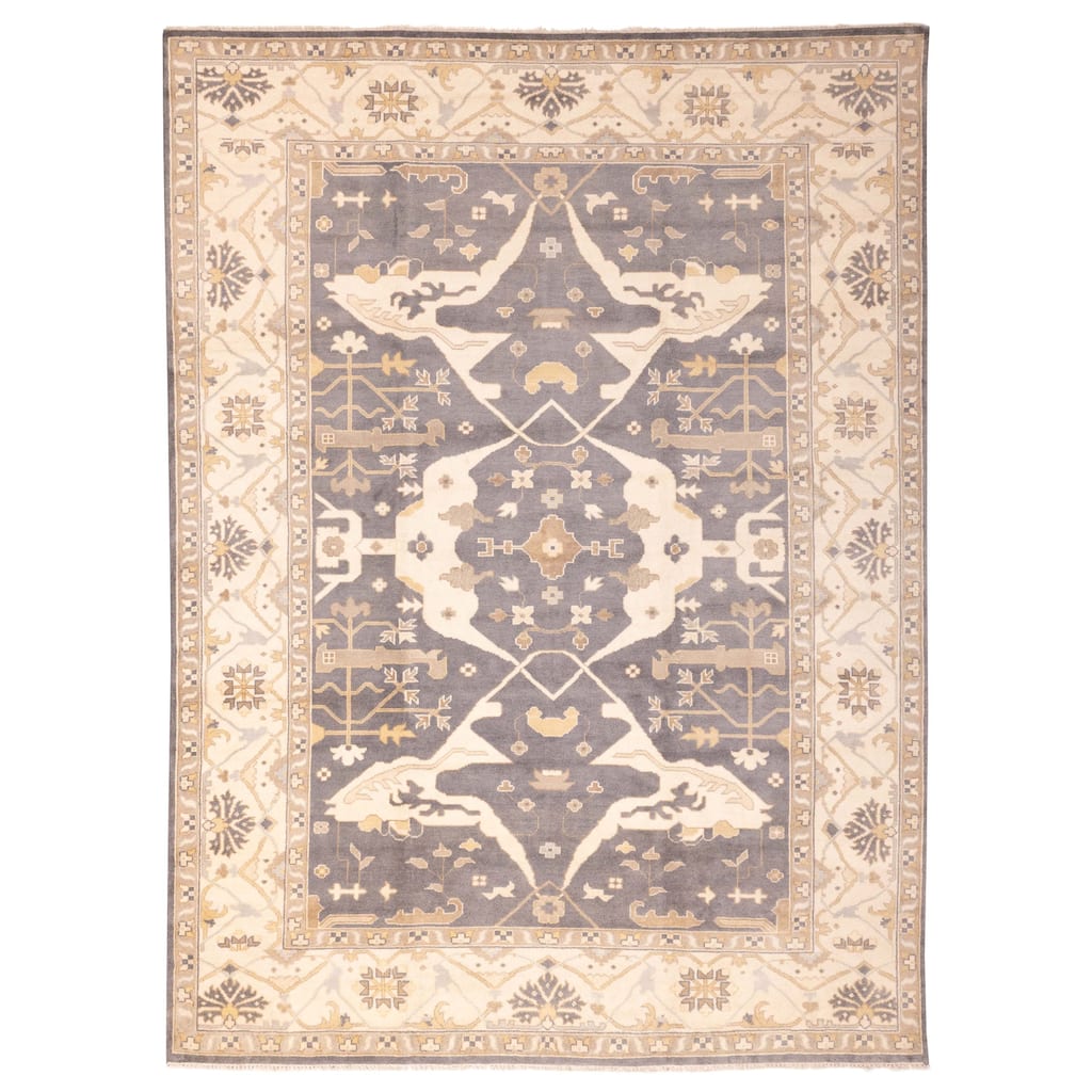 ECARPETGALLERY Hand-knotted Royal Oushak Dark Grey Wool Rug - 10'2 x 13'10