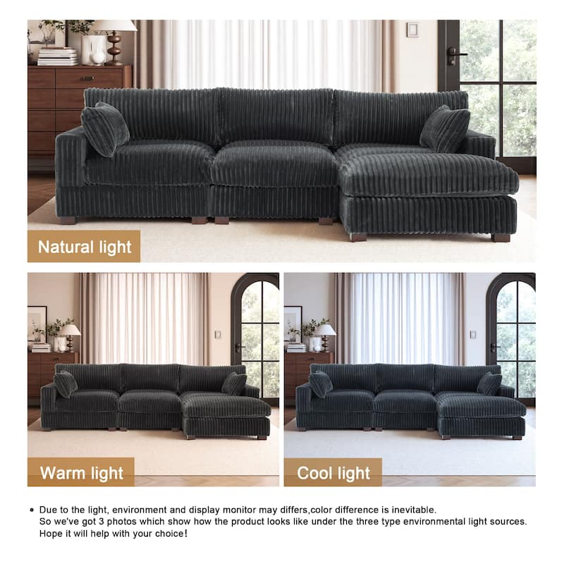 Oversized Plush Modular Sectional Sofa Couch with Ottoman