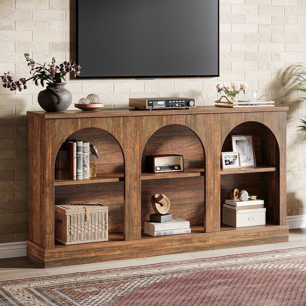 Farmhouse TV Stand for TVs Up to 65 Inches, Farmhouse Entertainment Center with Storage