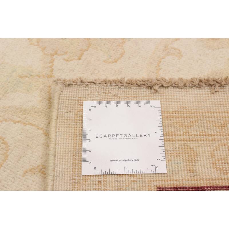 ECARPETGALLERY Hand-knotted Peshawar Oushak Ivory Wool Rug - 6'0 x 8'11