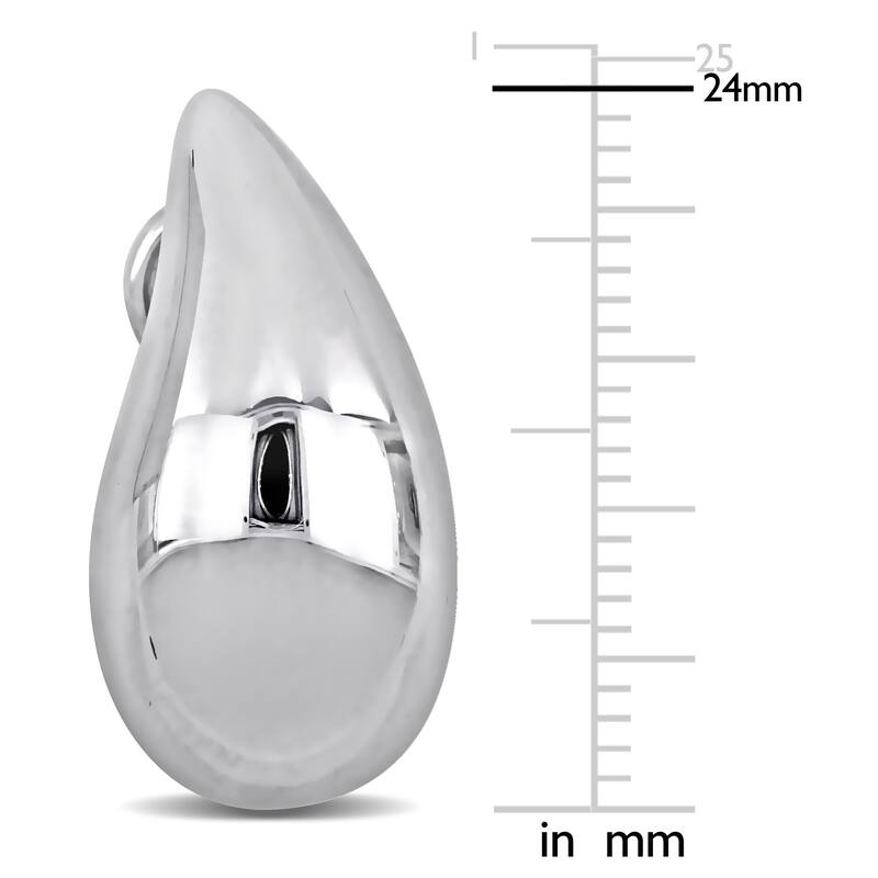 Miadora 24mm Teardrop Design Stud Earrings in 14K White Gold