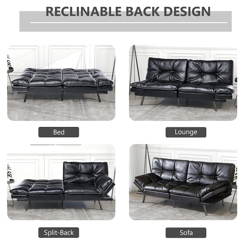 Modern convertible sofa bed with adjustable armrests for small space
