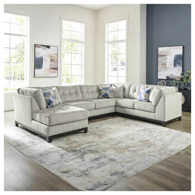 Signature Design by Ashley Maxon Place Light Gray 3-Piece Sectional with Chaise - 140" W x 100" D x 37" H - Right Facing