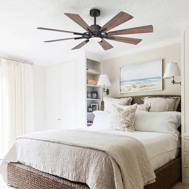 Parrot Uncle 60" Farmhouse Integrated LED Windmill Ceiling Fan with Light and Remote