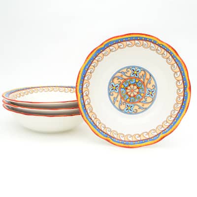 Euro Ceramica Duomo 4 Piece 8.5" Stoneware Pasta Bowl Set - 8.5 in. x 8.5 in. x 2.24 in.