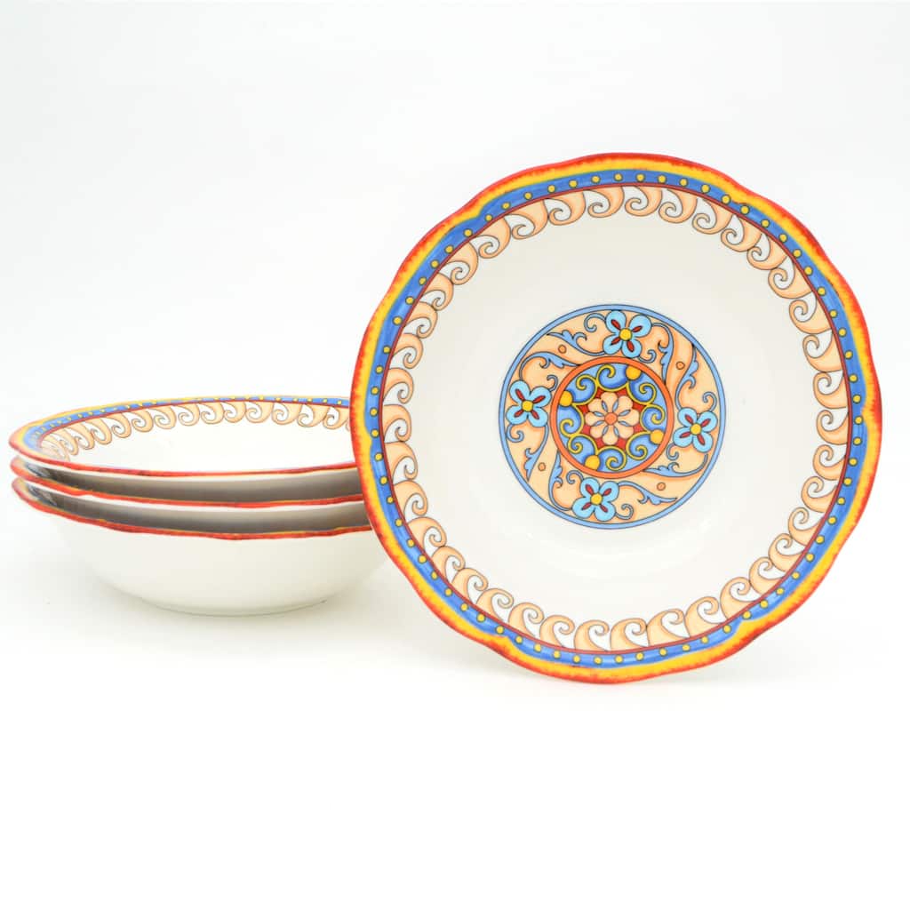 Euro Ceramica Duomo 4 Piece 8.5" Stoneware Pasta Bowl Set - 8.5 in. x 8.5 in. x 2.24 in.