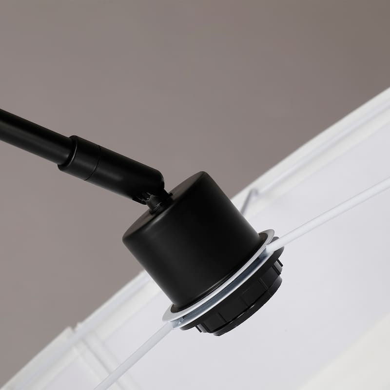 74.8" Black Mid-Century Modern Arch Floor Lamp with Multi-Angle Task Shade