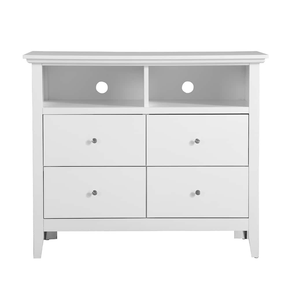 Wooden TV Media Chest with 4 Drawers - 42" - White