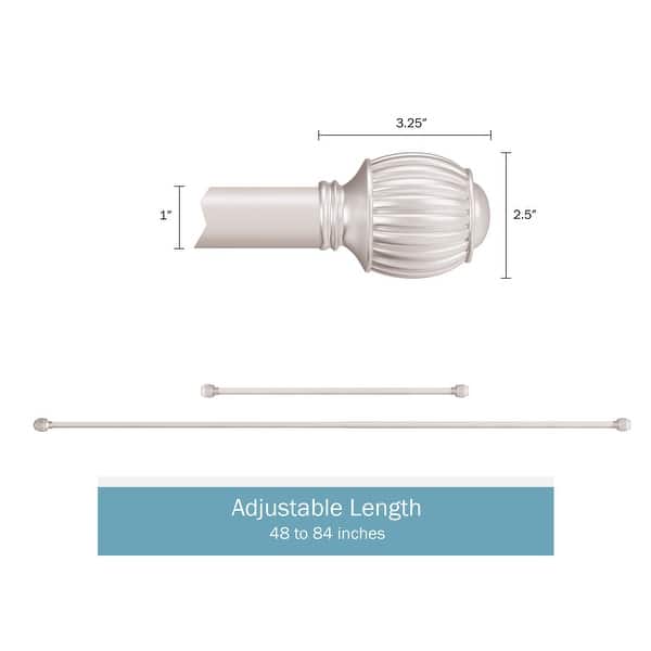 dimension image slide 0 of 6, Adjustable Window Curtain Rod and Cap Shaped Finial