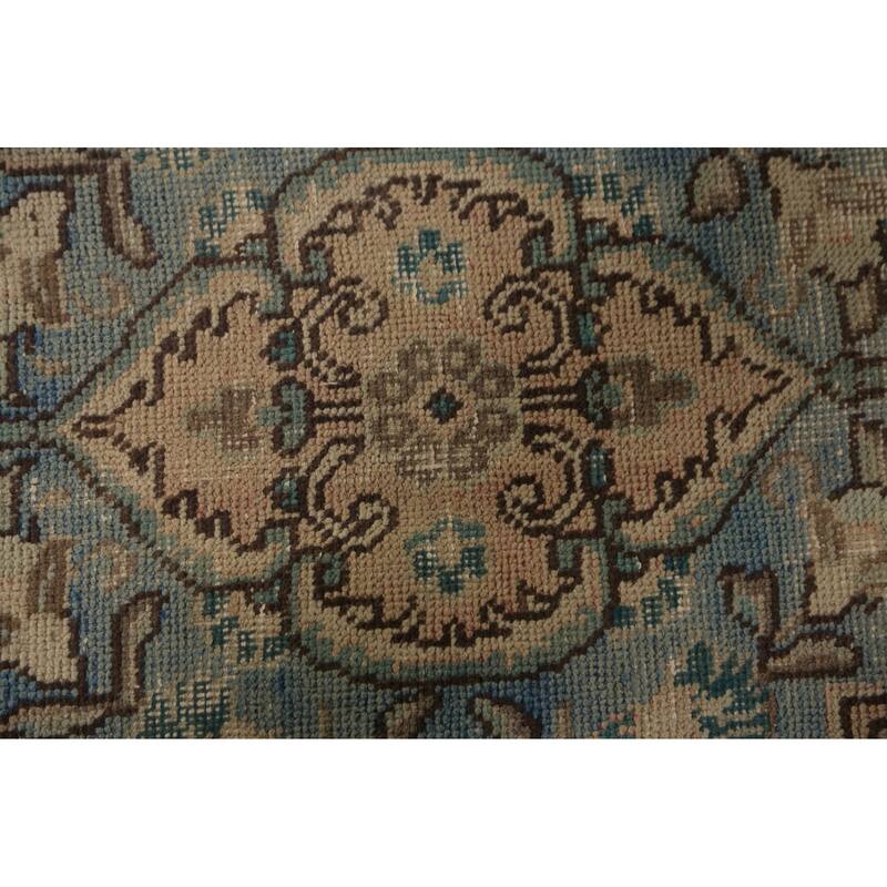 Geometric Tabriz Persian Area Rug Hand-Knotted Traditional Wool Carpet - 9'10"x 12'8"
