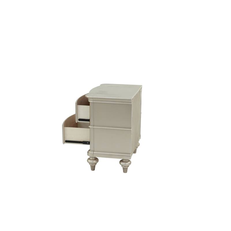 Wooden Nightstand in Champagne, Stylish Bedroom Storage Table, 28" x 17" x 28"H