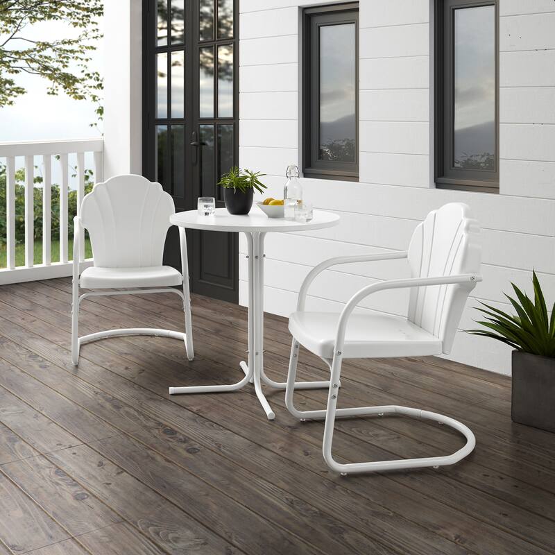 Crosley Tulip 3Pc Outdoor Bistro Set - 98 W x 29 D x 32.88 H - White Satin