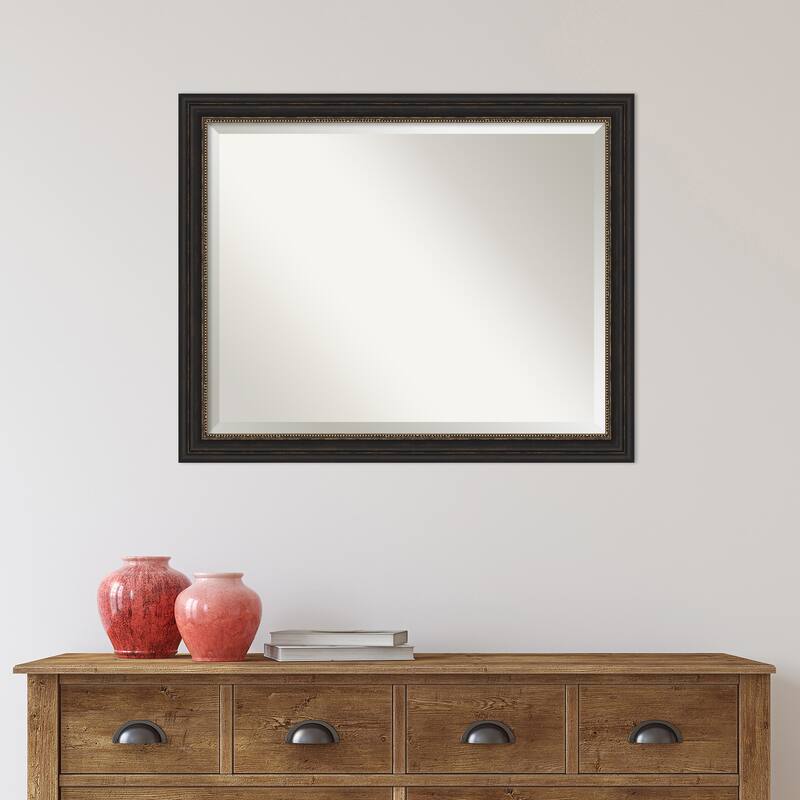 Beveled Bathroom Wall Mirror - Accent Bronze Narrow Frame
