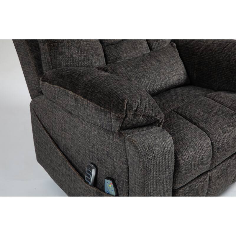 Power Lift Recliner Chair with Heat & Massage, Heavy Duty Recliner Chair with 2 Cup Holders & 2 Remote Controls