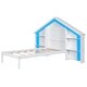 preview thumbnail 10 of 9, Practical Design Twin Size Wooden Platform Bed with House-shaped Storage Headboard and Built-in LED Light