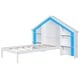 preview thumbnail 10 of 9, White Twin Size Wood Platform Bed with House-Shaped Headboard and Built-in LED Lighting