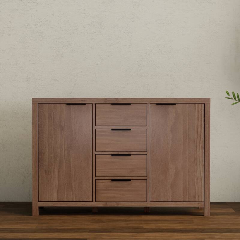 WYNDENHALL Fabian SOLID WOOD 54 inch Wide Contemporary Sideboard Buffet - 18" D x 54" W x 36" H
