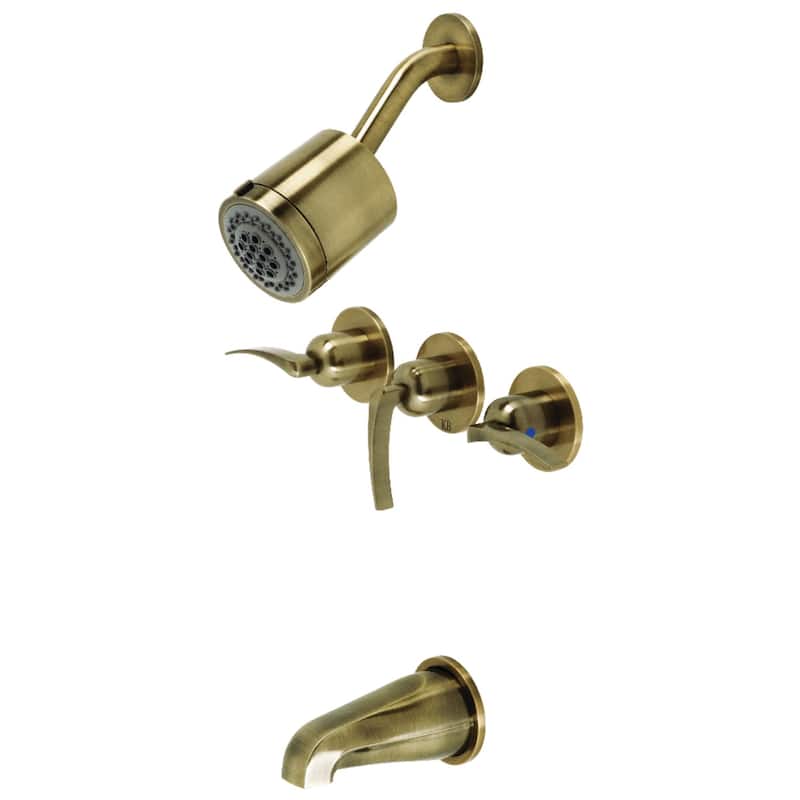Kingston Brass Centurion Three-Handle Tub and Shower Faucet - Antique Brass