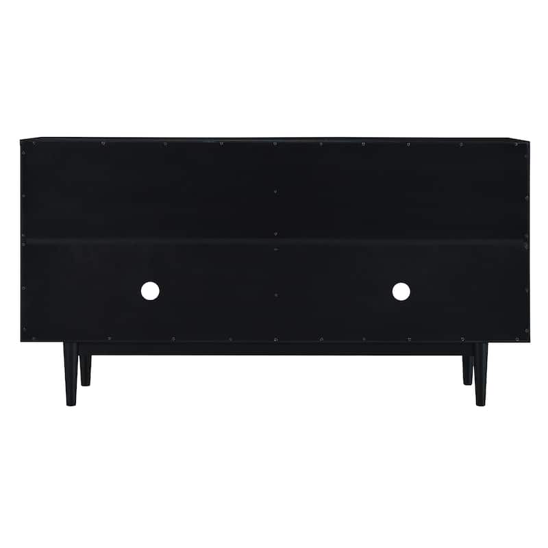 Buffet Cabinet with 4 Convex Pattern Doors, Storage Cabinet with 2 Silver Handle, Sideboard Cabinet with Adjustable Shelves