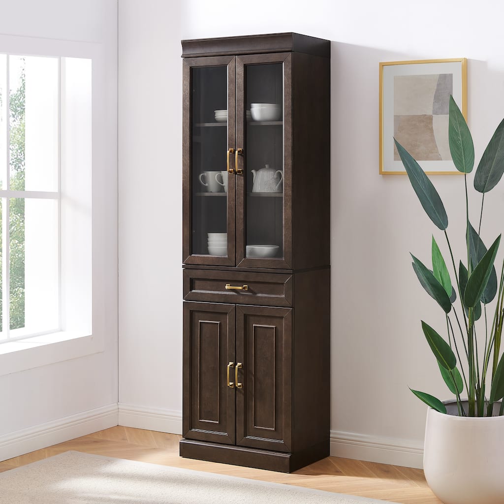 Crosley Stanton Glass Door Kitchen Storage Pantry Cabinet
