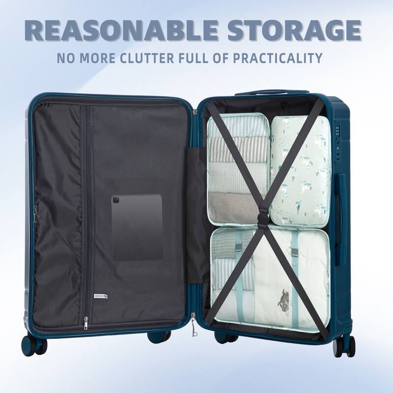 3 PCS in ABS Spinner Wheel Carry on Suitcase Luggage, TSA Combination Lock