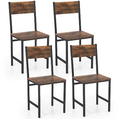 Gymax Set of 4 Dining Chairs w/Metal Legs Slanted Back Wide Seat for