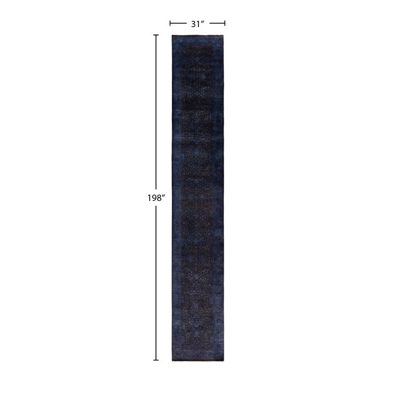 Overdyed One-of-a-Kind Hand-Knotted Runner Rug - Purple - 2' 7" x 16' 6"