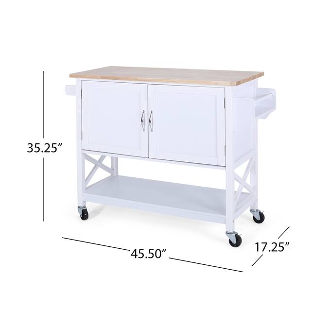 Finzer Farmhouse Kitchen Cart with Wheels by Christopher Knight Home - 43.12" W x 17.25" L x 35.25" H