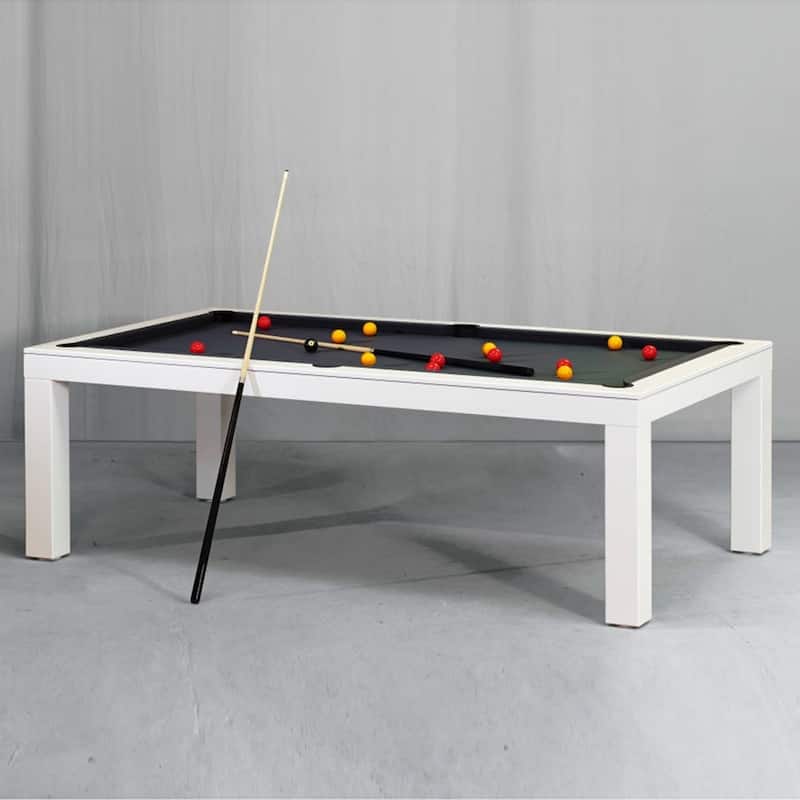 White Billiards Alpha Modern Slate Dining Top Pool Table - White