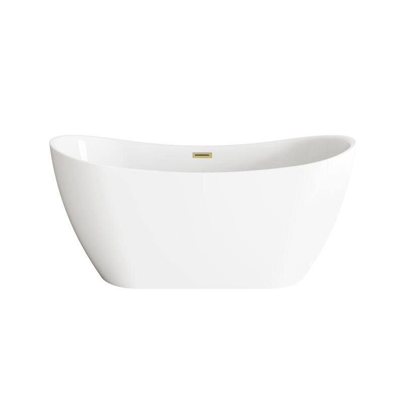 Morris Bathtub in Glossy White - Glossy White with Brushed Gold Trim - 59"
