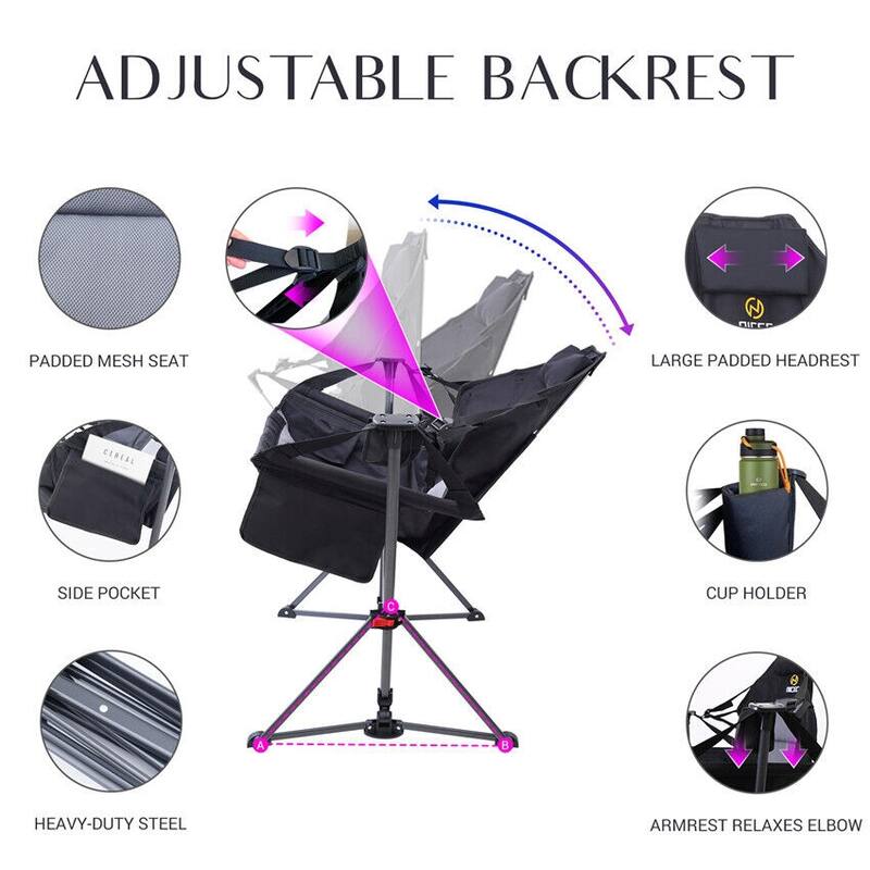 Hammock Camping Chair, Swing Chair, Folding Rocking Chair, Camping Chair, High Back with Stand, Cup Holder, Heavy Duty