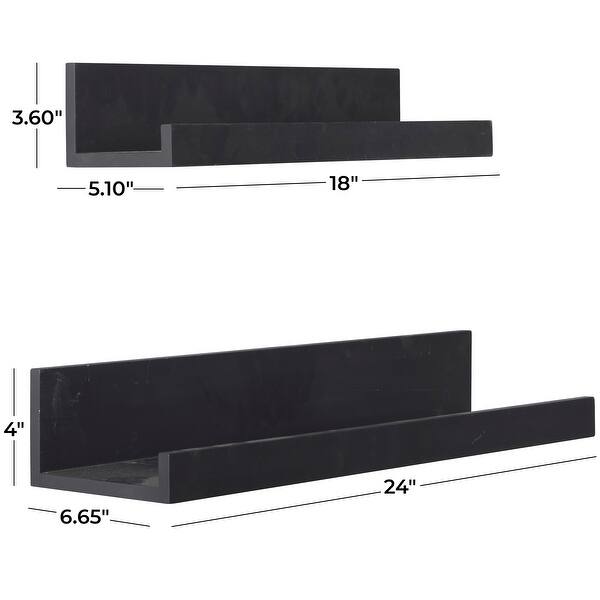 CosmoLiving by Cosmopolitan Black Wood 2 Shelves Wall Shelf with Lip ...
