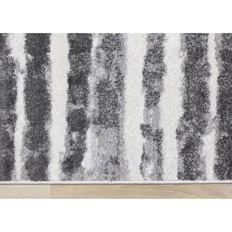 Flynn Collection - Grey Distressed Stripes Rug