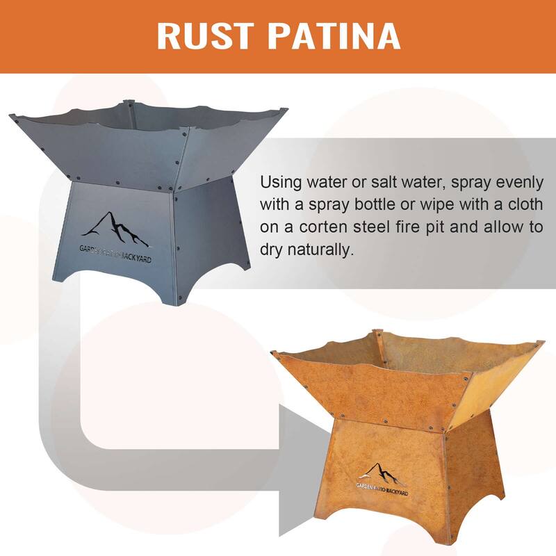 Aoodor 24" Rustic Corten Steel Fire Pit with 12" Stand, Rust Patina Finish, Detachable Wood-Burning Fire Bowl for Outdoors