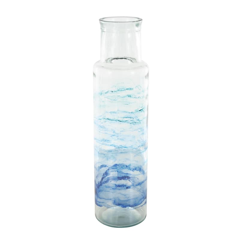 Recycled Glass Abstract Ombre Decorative Vase - Blue - Roche River Decor